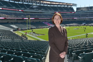 Kristie Pappal of the Philadelphia Eagles against the St. Louis Rams at Lincoln Financial Field on October 5, 2014 in Philadelphia, Pennsylvania. The Eagles won 34-28. (Photo by Drew Hallowell/Philadelphia Eagles)